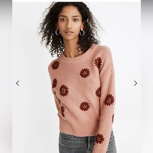 NWT Madewell Flower Embroidered Pullover Sweater